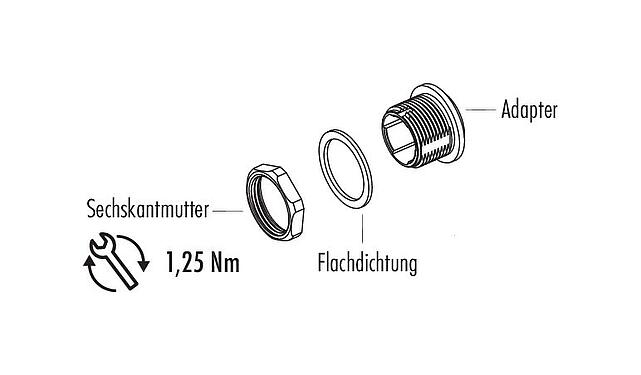 Einzelteildarstellung Snap-In Adapter, ungeschirmt, Rückwandmontage, von vorne verschraubbar