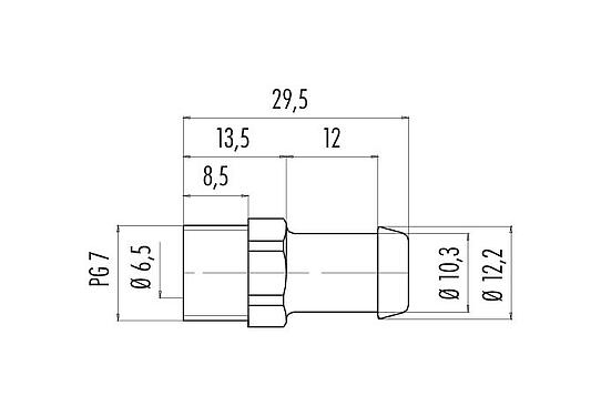 Scale drawing 02 0273 000 - M12-A/B/D/K/L/S/T/US/X - conduit fitting; series 713/715/763/766/813/814/815/825/866/876