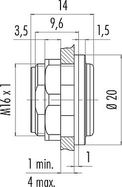 Scale drawing Snap-In Adapter, unshielded, screwable from the front