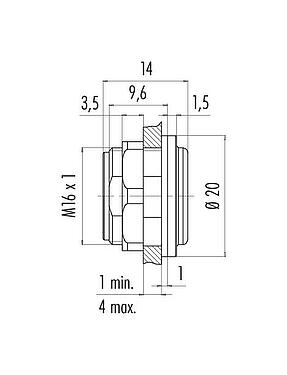 Disegno in scala 08 2629 000 001 - Snap-In Adattatore, non schermato, avvitabile frontalmente