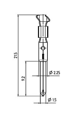Dessin coté 61 0796 098 00 - M16 IP40 / M16 IP67 / Baïonnette HEC - Contact à broches; Série 423/425/581/680/682/696/723
