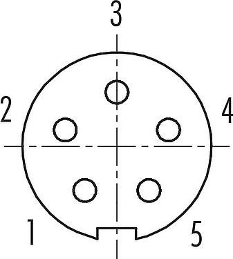 Contactconfiguratie (Insteekbereik) M9 Female panel mount connector, aantal polen: 5, onafgeschermd, soldeer, IP67, M12x0,5, Achterwandmontage