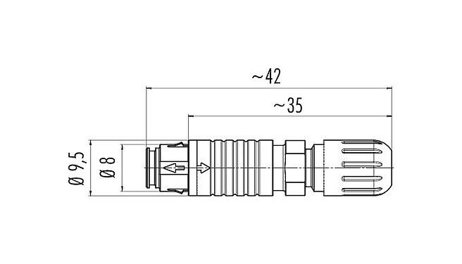 Skalritning 99 4713 00 05 - Push Pull Kabelplugg, antal poler: 5, 3,0-4,0 mm, oskärmad, lödning, IP67