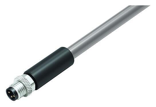 Illustration 77 3505 0000 20708-0200 - M8 Male cable connector, Contacts: 8, shielded, moulded on the cable, IP67, PVC, grey, 8 x 0.25 mm², 2 m