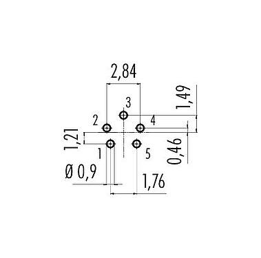 Disposizione dei conduttori 09 9792 30 05 - Snap-In Connettore femmina a flangia, Numero poli: 5, non schermato, saldare, IP40