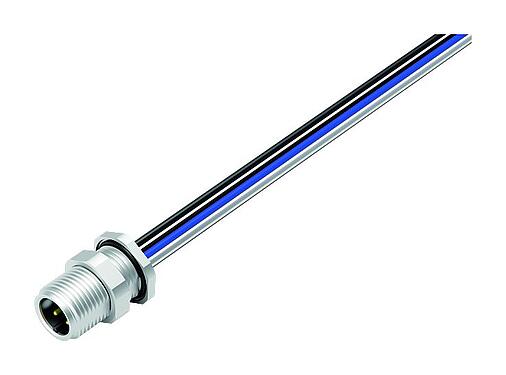 Abbildung M12 Flanschstecker, Polzahl: 4, ungeschirmt, Litzen, IP68, UL 2238, M12x1,0, Rückwandmontage