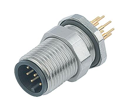 Illustration 86 1031 1100 00004 - M12 Flänsplugg, antal poler: 4, oskärmad, THT, IP68, UL 2238, M12x1,0, Bakre väggmontering