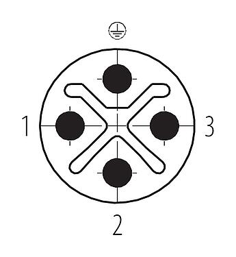 Układ styków (strona przyłączeniowa) M12 Męskie złącze kablowe proste, Kontaktów: 3+PE, 8,0-10,0 mm, nieekranowany, zacisk śrubowy, IP67, UL 2238, VDE