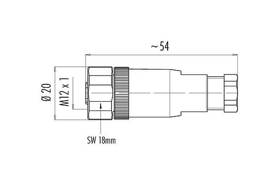 Dibujo a escala 99 0486 282 08 - M12 Conector de cable hembra, Número de contactos: 8, 6,0-8,0 mm, sin blindaje, tornillo extraíble, IP67, UL