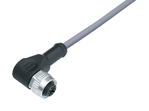 Illustration 77 3434 0000 20005-0500 - M12 Connecteur femelle coudé, Contacts: 5, non blindé, surmoulé sur le câble, IP69K, UL, PVC, gris, 5 x 0,34 mm², 5 m