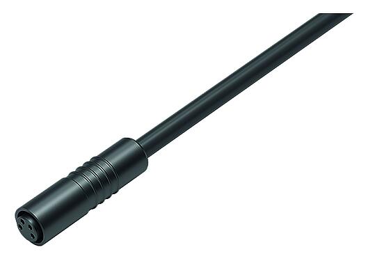 Illustration 79 3386 55 04 - Snap-In Female cable connector, Contacts: 4, unshielded, moulded on the cable, IP65, PUR, black, 4 x 0.25 mm², 5 m