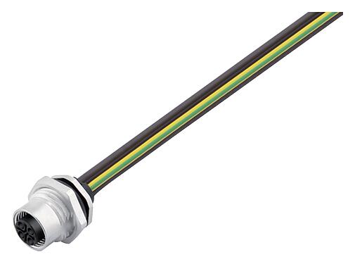 Minh hoạ M12 Ổ cắm gắn bảng, Số lượng cực : 3, không có chống nhiễu, dây đơn, IP68, UL 2238, M16x1,5, Chốt trung tâm, túp lều