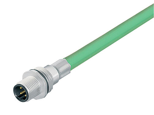 Illustration 70 3733 705 04 - M12 Embase mâle, Contacts: 4, blindé, assemblés avec câble, IP67, UL, M16x1,5, Profinet, PUR, vert, 2 x 2 x AWG 22, 0,5 m