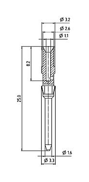 Méretarányos rajz 61 0892 139 - RD24 / bayonet HEC - male contact, 100 pcs.