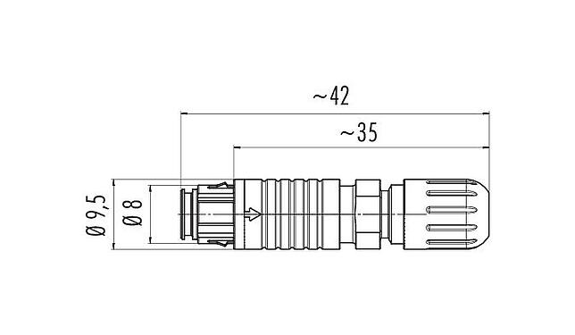 Dessin coté 99 4714 00 05 - Push Pull Connecteur femelle, Contacts: 5, 3,0-4,0 mm, non blindé, souder, IP67