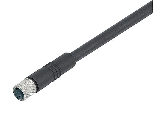 3D视图 77 3450 0000 40004-0200 - M5 直头孔头电缆连接器, 极数: 4, 非屏蔽, 预铸电缆, IP67, UL, M5x0.5, PUR, 黑色, 4x0.14mm², 2m