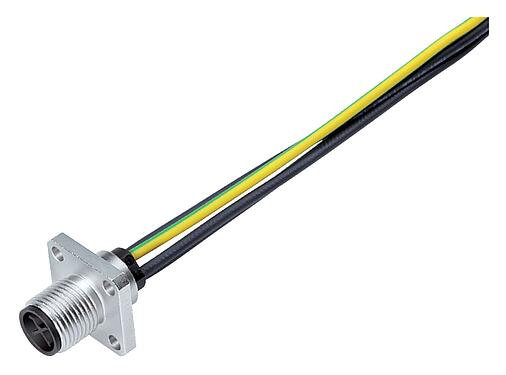 Illustration M12 Square male panel mount connector, Contacts: 4, unshielded, single wires, IP40, UL 2238, M3 (4x), Front mounting