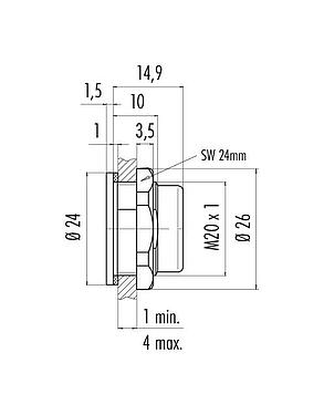 Scale drawing Snap-In Adapter, unshielded