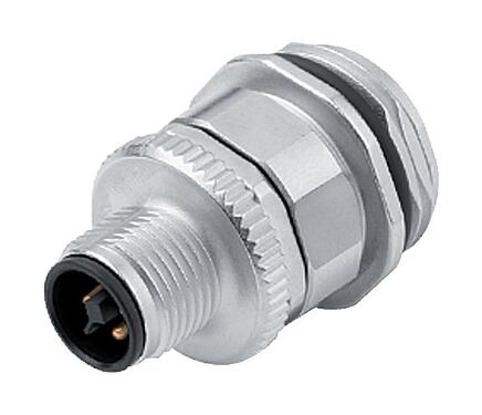 Illustration M12 Male panel mount connector, Contacts: 4, unshielded, screw clamp, IP68, UL 2238, VDE, M20x1.5, Front mounting