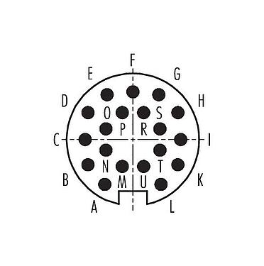 Polbild (Steckseite) Push Pull Kabelstecker, Polzahl: 19, 4,0-8,0 mm, schirmbar, löten, IP67