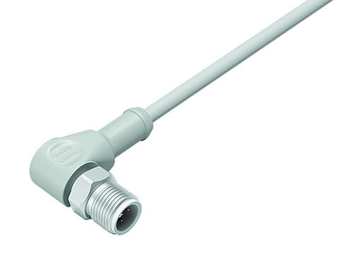 Illustration 77 3727 0000 40405-0500 - M12 Male angled connector, Contacts: 5, unshielded, moulded on the cable, IP69K, Ecolab, FDA compliant, Special TPE, grey, 5 x 0.34 mm², stainless steel, 5 m