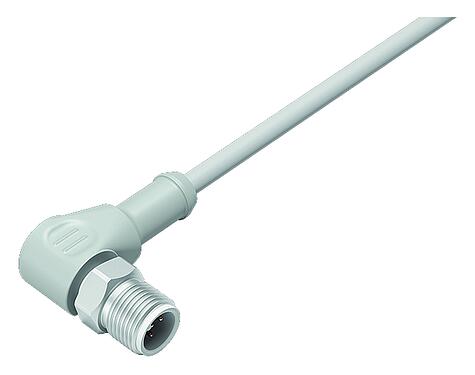 插图 M12 弯角针头电缆连接器, 极数: 3, 非屏蔽, 预铸电缆, IP67/IP69K, UL 2238, Ecolab, PVC, 灰色, 3x0.34mm², 不锈钢, 5m