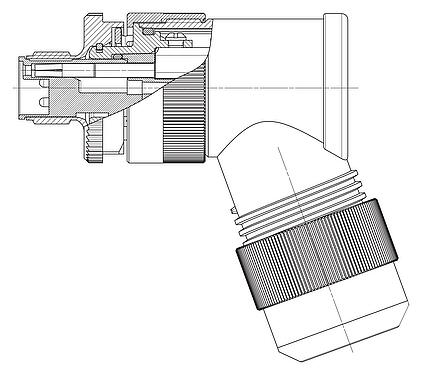 Méretarányos rajz 99 0639 370 05 - M12 derékszögű csatlakozó, : 4+FE, 8,0-13,0 mm, árnyékolatlan, csavaros bilincs, IP67, M12x1,0, a tápegységhez, UL 2237 készül, PE csatlakozással