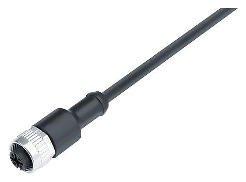 Abbildung 77 3430 0000 50708-0200 - M12 Kabeldose, Polzahl: 8, ungeschirmt, am Kabel angespritzt, IP69K, UL, PUR, schwarz, 8 x 0,25 mm², 2 m