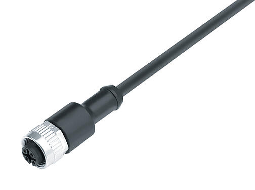 Illustration 77 3430 0000 50712-0200 - M12 Connecteur femelle, Contacts: 12, non blindé, surmoulé sur le câble, IP69K, UL, PUR, noir, 12 x 0,25 mm², 2 m