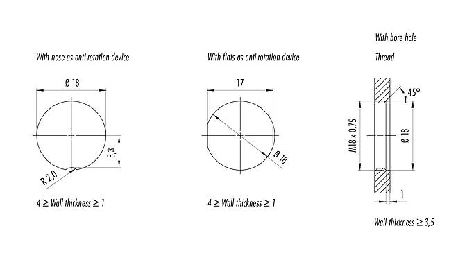조립 샘플 99 4174 90 08 - M16 플랜지 리셉터클, 콘택트 렌즈: 8, 차폐 가능, THR, IP67