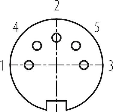 Contact arrangement (Plug-in side) M16 Female panel mount connector, Contacts: 5 (05-b), unshielded, solder, IP67, UL 2238, M18x0,75, Rear mounting
