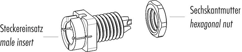Artikelbeschrijving 09 9749 30 03 - Male panel mount connector, aantal polen: 3, onafgeschermd, soldeer, IP40