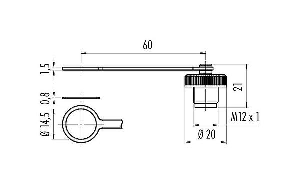 Scale drawing Protecting cap, IP67
