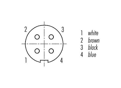 联系安排 (外掛程式側) M9 直头孔头电缆连接器, 极数: 4, 屏蔽, 预铸电缆, IP67, PUR, 黑色, 5x0.25mm², 5m