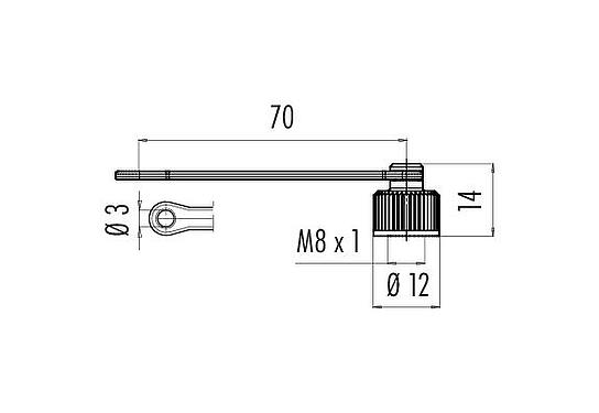 Méretarányos rajz 08 2842 000 000 - M8 / AS-Interface - Protection cap for flange plug