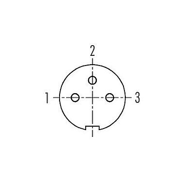 Disposizione dei contatti (lato connessione) 99 0976 100 03 - Baionetta Connettore cavo femmina, Numero poli: 3, 3,0-4,0 mm, non schermato, saldare, IP40