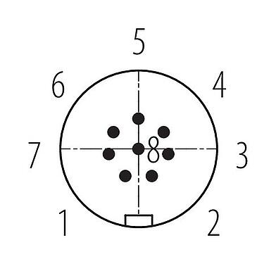 Polbild (Steckseite) 99 9127 70 08 - Snap-In Flanschstecker, Polzahl: 8, ungeschirmt, löten, IP67, UL, VDE