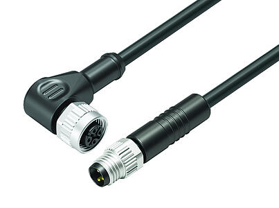 Automation Technology - Sensors and Actuators--Male cable connector - female angled connector M12x1_VL_WDM12-77-3434_KSM8-3405-50003_black