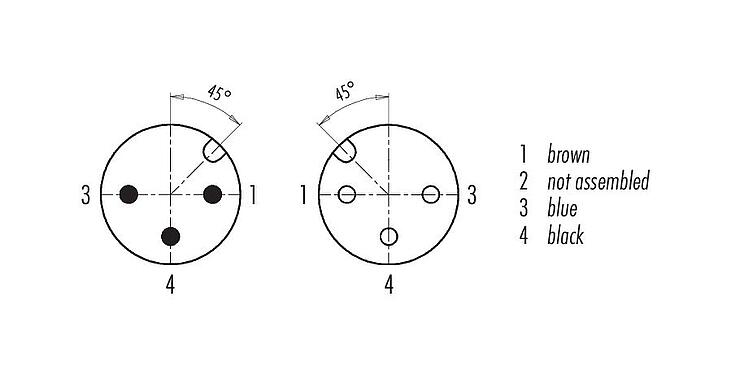 Sắp xếp liên hệ (phía kết nối) 77 3434 3429 50003-0200 - M12 Cáp kết nối phích cắm cáp - ổ cắm bẻ góc, Số lượng cực : 3, không có chống nhiễu, ép phun vào dây cáp, IP69K, UL 2238, PUR, màu đen, 3x0,34mm², 2m
