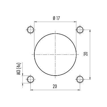 Assembly instructions / Panel cut-out 99 3483 116 08 - M12 Square male panel mount connector, Contacts: 8, unshielded, single wires, IP69k, IP68, IP67, UL, positionable, lockable, Square housing 26 mm