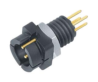Snap-In Male panel mount connector, Contacts: 4, unshielded, THT, IP40, 1/4" 28 UNF, Front mounting