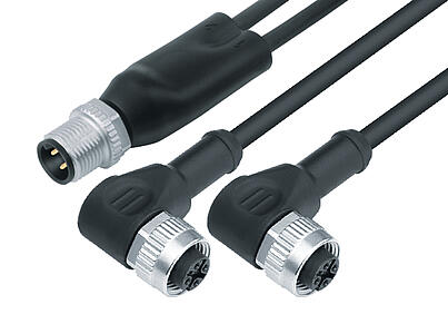 自动化技术连接器-传感器，执行器--带电缆双出口 - 2孔头弯角电缆连接器 M12x1_765_0_21_DG_SK