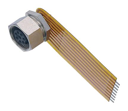 Illustration M9 Female panel mount connector, Contacts: 8, unshielded, THT, IP40, M9x0,5, Front mounting