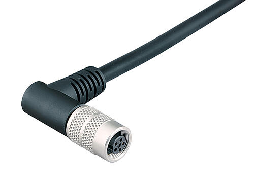 Vue 3D 79 1406 75 03 - M9 IP67 Connecteur femelle coudé, Contacts: 3, blindé, surmoulé sur le câble, IP67, PUR, noir, 5 x 0,25 mm², 5 m