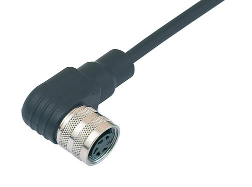 Vista en 3D 79 6214 200 05 - M16 Conector hembra en ángulo, Número de contactos: 5 (05-a), sin blindaje, moldeado en el cable, IP67, PUR, negro, 5 x 0,25 mm², 2 m