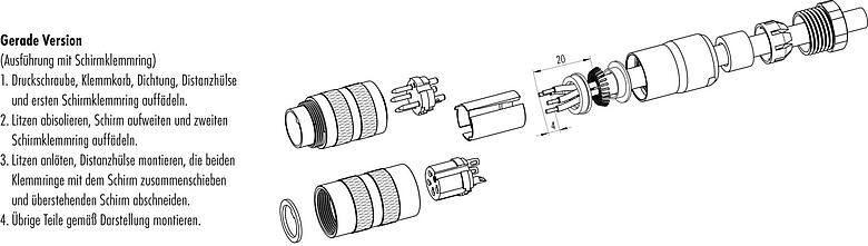 Instructions de montage 99 5101 40 02 - M16 IP67 Connecteur mâle, Contacts: 2 (02-a), 4,1-7,8 mm, non blindé, souder, IP67, UL, Version courte