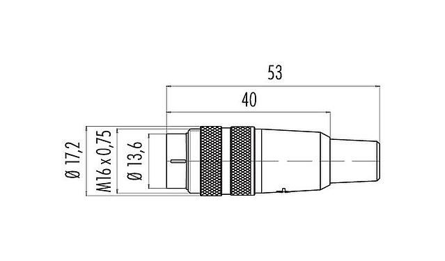 Scale drawing 09 0305 92 03 - M16 Male cable connector, Contacts: 3 (03-a), 6.0-8.0 mm, unshielded, solder, IP40