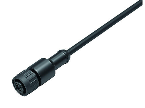 3D View 77 3420 0000 50005-0500 - M12-A Female cable connector, Contacts: 5, unshielded, moulded on the cable, IP68, UL, PUR, black, 5 x 0.34 mm², 5 m