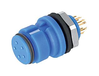Snap-In Female panel mount connector, Contacts: 8, unshielded, solder, IP67, UL 2238, M8x0,75, Front mounting