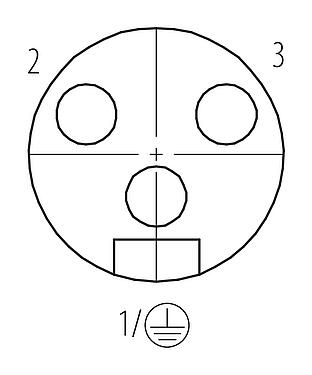 Расположение контактов (вставная сторона) 7/8" Кабельная розетка, Количество полюсов: 2+PE, 10,0-12,0 мм, не экранированный, винтовая клемма, IP67, UL 2238, VDE